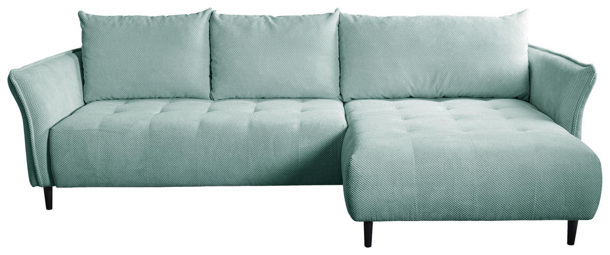 ECKSOFA MONTE CARLO Mintgrün Struktur, Plüsch  - Schwarz/Mintgrün, Trend, Textil (290/160cm) - MID.YOU