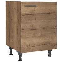 SPÜLENUNTERSCHRANK 60/87/56 cm  in Eiche dunkel  - Eiche dunkel/Schwarz, MODERN, Holzwerkstoff/Metall (60/87/56cm) - Nobilia
