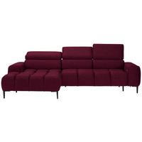 ECKSOFA in Webstoff, Samt Bordeaux  - Bordeaux/Schwarz, Design, Textil/Metall (177/270cm) - Welnova
