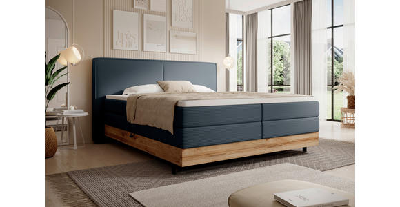 BOXSPRINGBETT 160/200 cm  in Dunkelblau  - Schwarz/Dunkelblau, Natur, Holz/Textil (160/200cm) - Valnatura