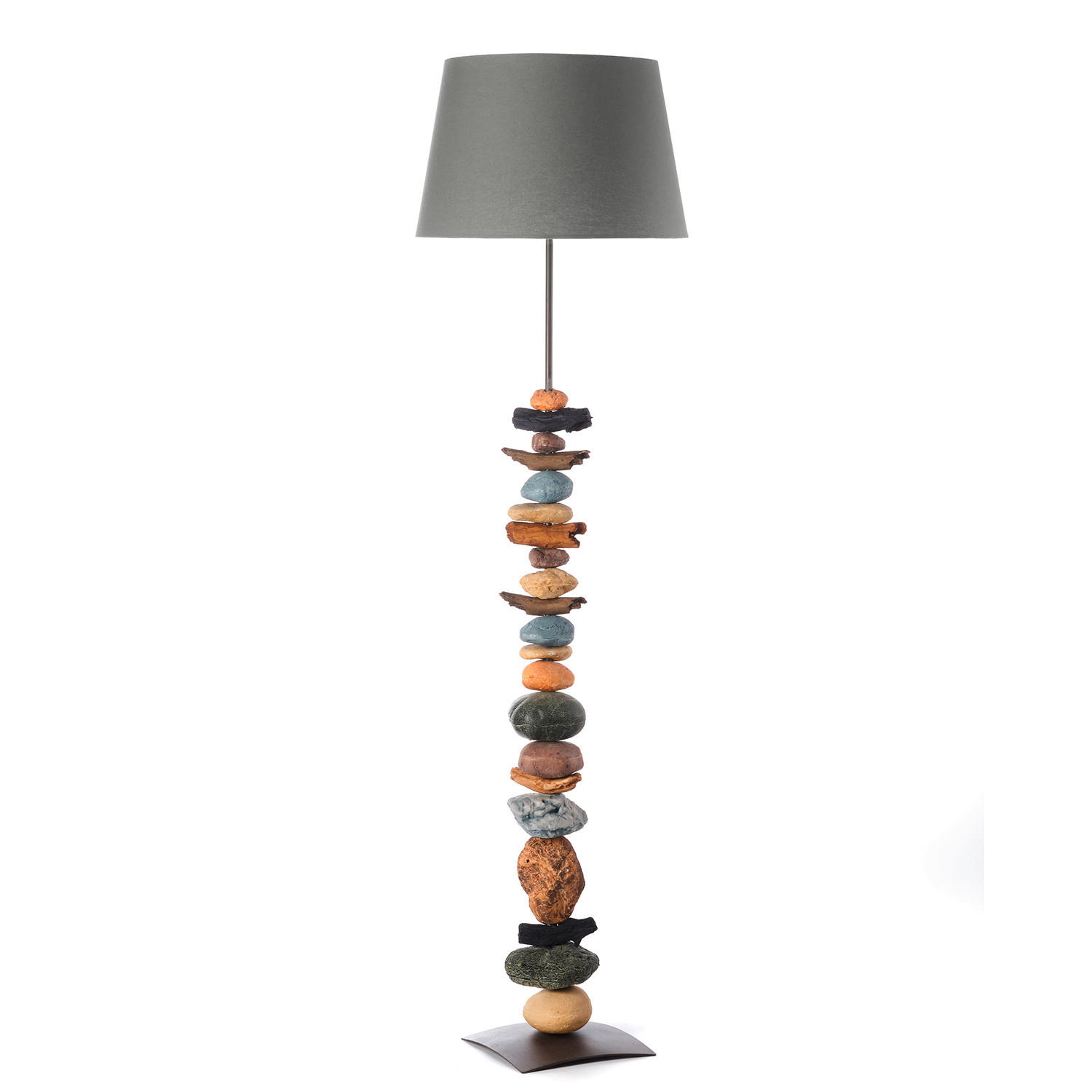 STEHLEUCHTE 45/164 cm    - Blaugrau/Schwarz, Natur, Textil/Stein (45/164cm)