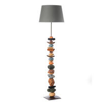 STEHLEUCHTE 45/164 cm    - Blaugrau/Schwarz, Natur, Textil/Stein (45/164cm)