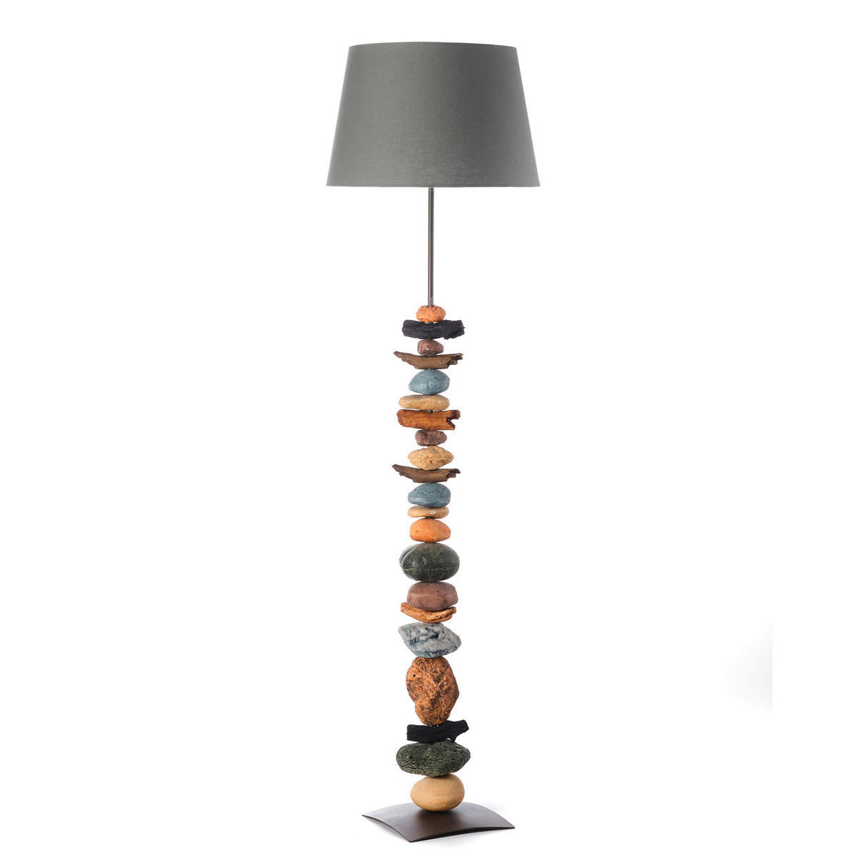 STEHLEUCHTE 45/164 cm    - Blaugrau/Schwarz, Natur, Textil/Stein (45/164cm)