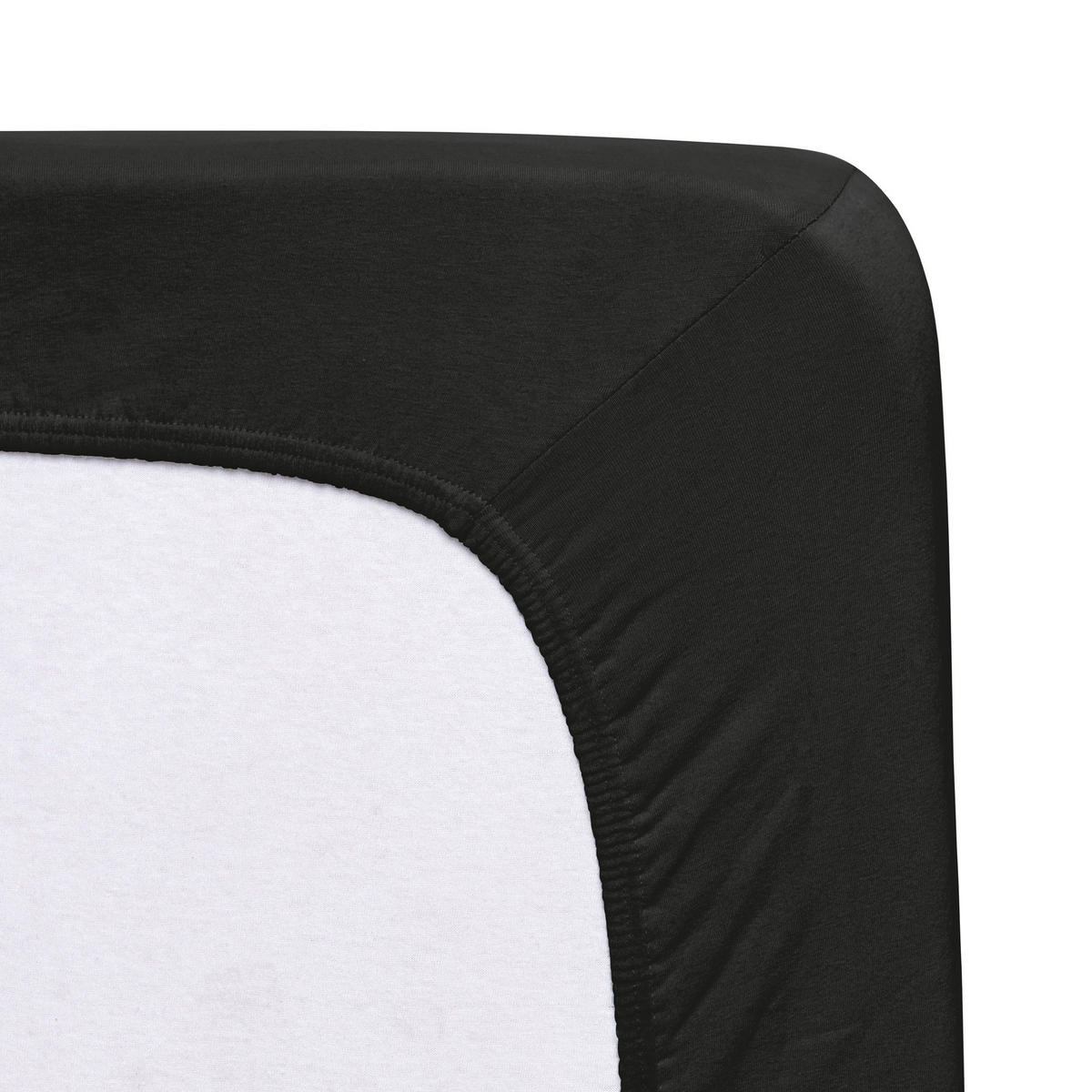 SPANNLEINTUCH 180-200/200-220 cm Jersey  - Schwarz, Basics, Textil (180-200/200-220cm) - Florella