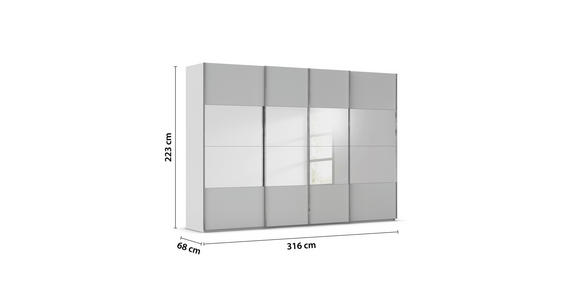 SCHWEBETÜRENSCHRANK  in Seidengrau  - Chromfarben/Seidengrau, Design, Holzwerkstoff/Metall (316/223/68cm) - Novel