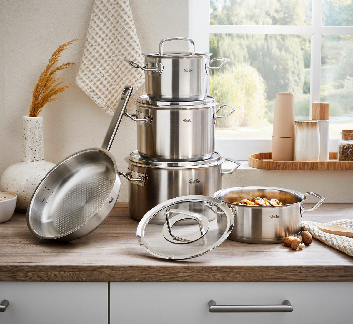 SET POSOD  ORIGINAL-PROFI COLLECTION®   kovina   - srebrne barve, Basics, kovina/steklo - Fissler