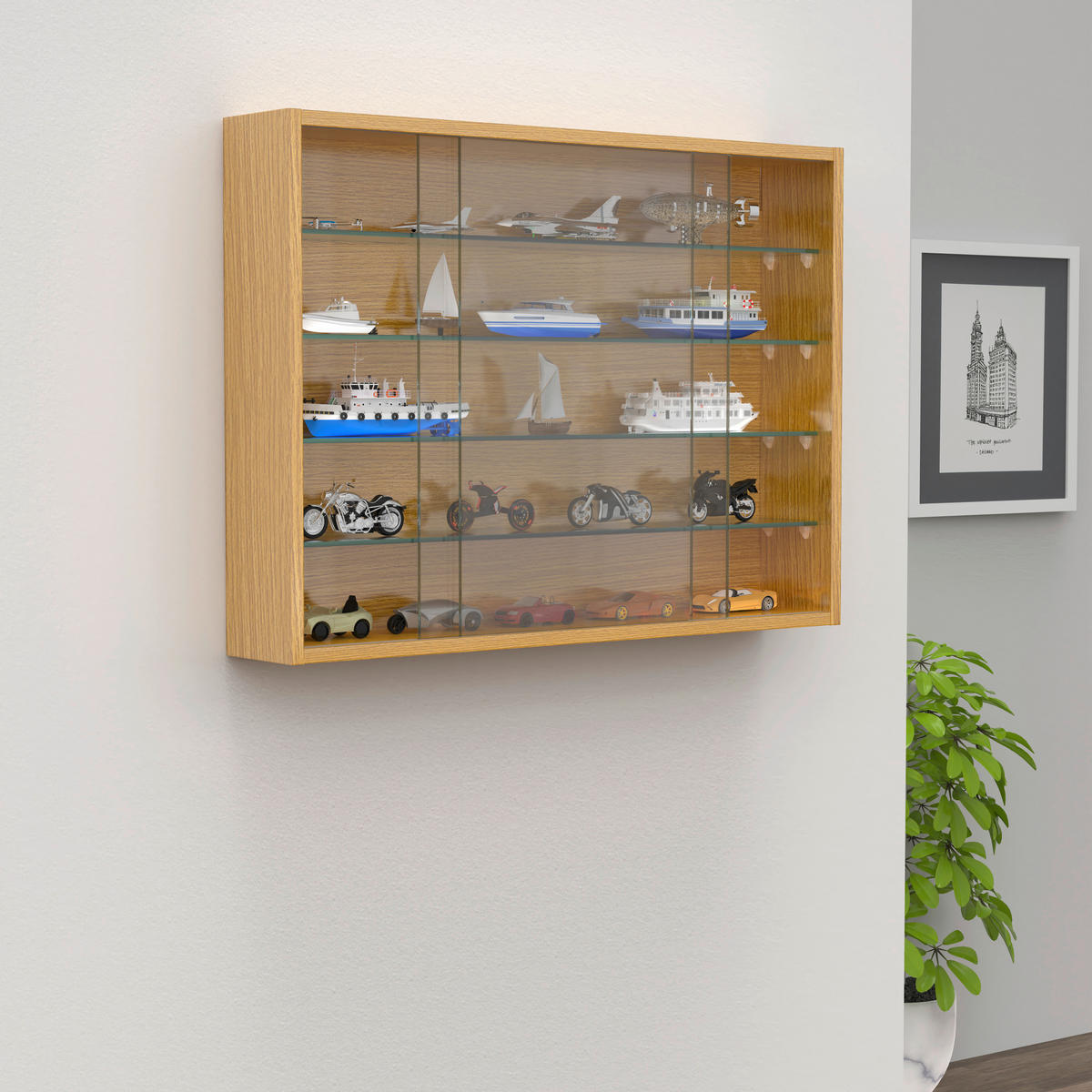 HÄNGEVITRINE in Honigeiche  - Honigeiche, Design, Glas/Holzwerkstoff (75/55/12cm) - MID.YOU