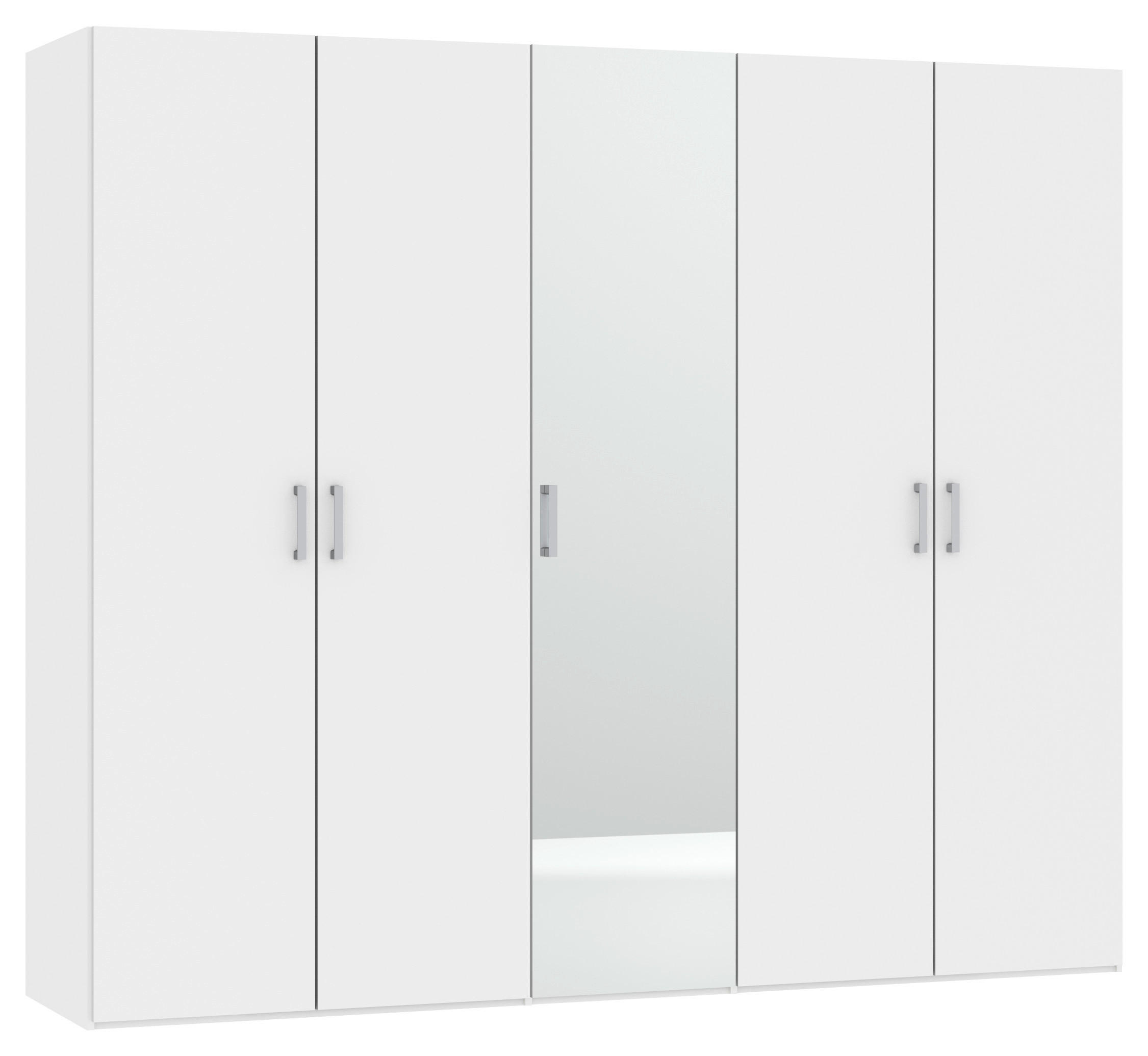 DREHTÜRENSCHRANK 253/236/59 cm,  in Weiß, 5-türig  - Chromfarben/Weiß, Design, Glas/Holzwerkstoff (253/236/59cm) - Boxxx