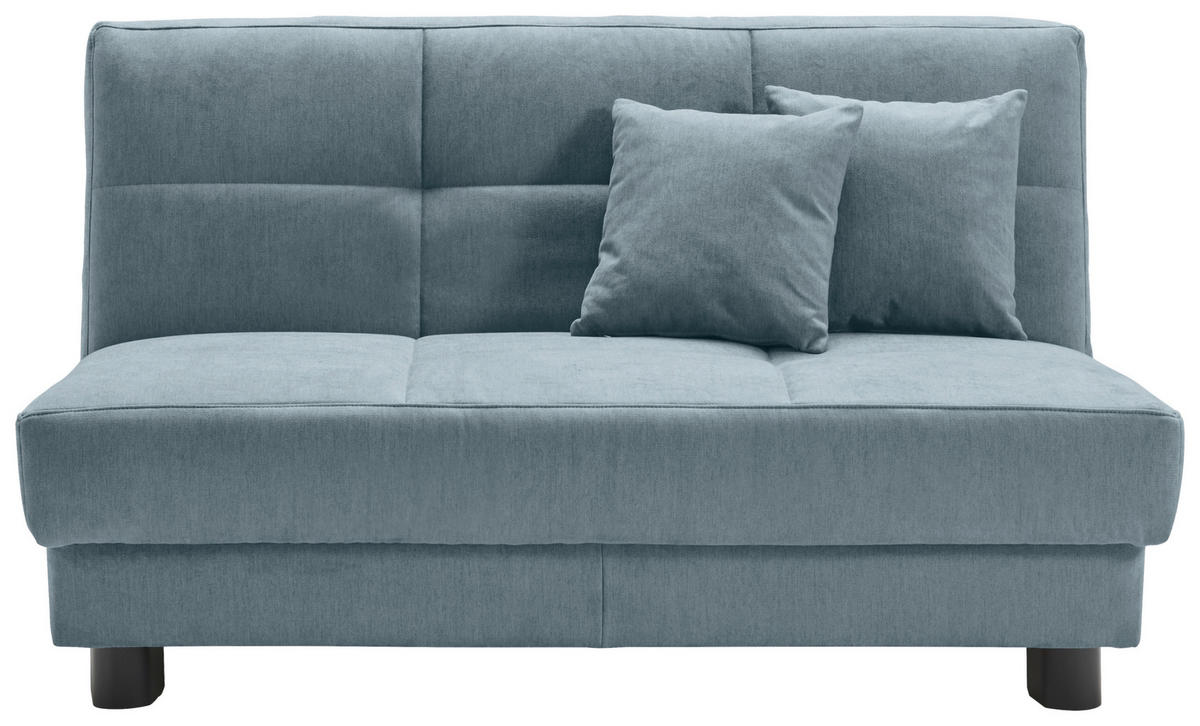 SCHLAFSOFA Mikrovelours Hellblau  - Schwarz/Hellblau, KONVENTIONELL, Textil/Metall (145/85/100cm) - Carryhome