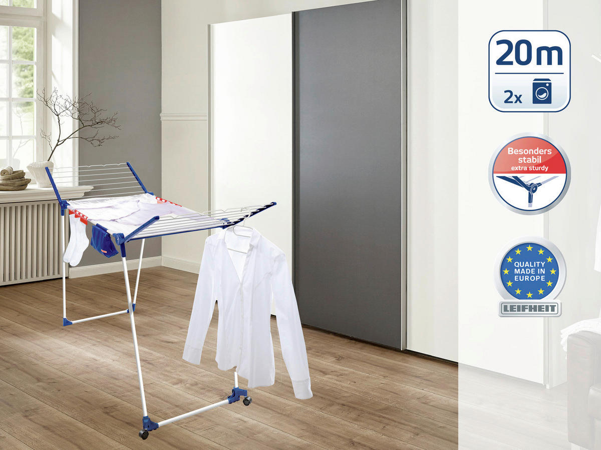 STANDTROCKNER PEGASUS 200 SOLID DEL. M 95/67/87 cm  - Blau/Weiß, Basics, Kunststoff/Metall (95/67/87cm) - Leifheit