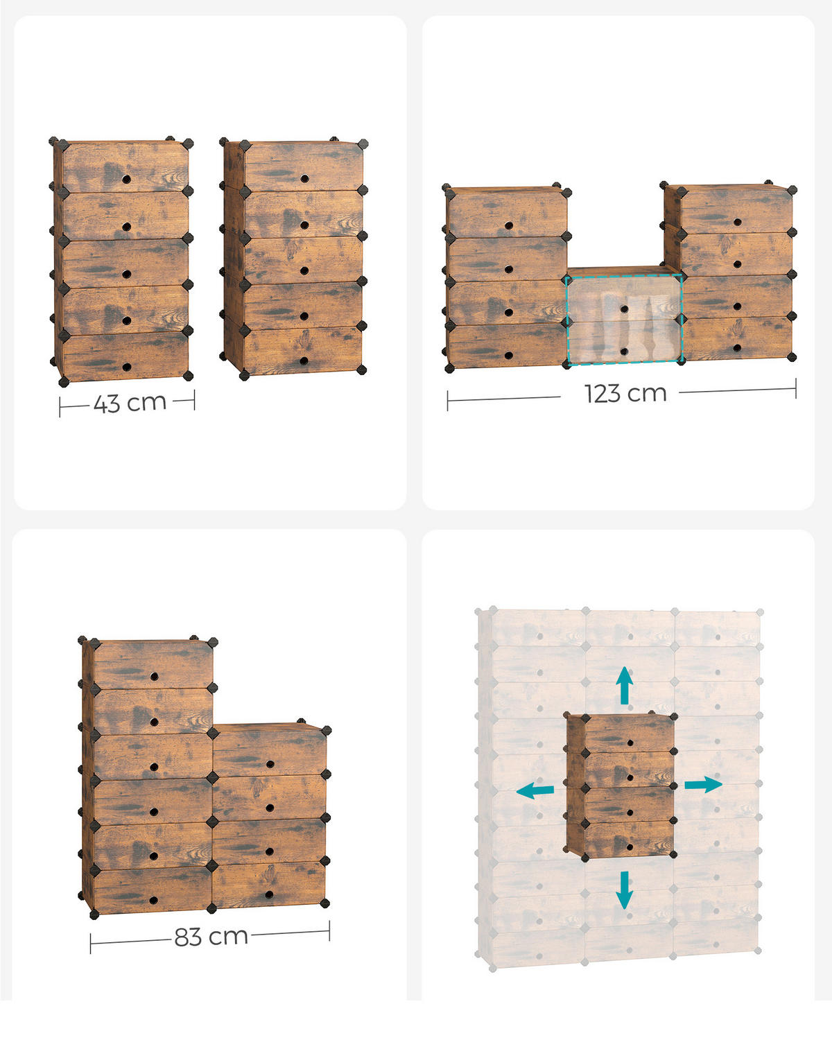 REGÁL NA TOPÁNKY, hnedá, 43/173/31 cm - hnedá, Basics, kov/plast (43/173/31cm)