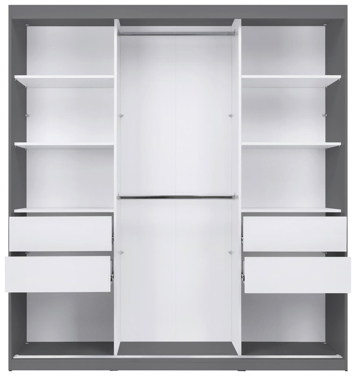 SCHIEBETÜRENSCHRANK 200/215/59,5 cm 3-türig  - Schwarz/Graphitfarben, MODERN, Holzwerkstoff/Metall (200/215/59,5cm) - MID.YOU