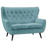 2-SITZER-SOFA Cord Türkis  - Türkis/Schwarz, Design, Holz/Textil (137/101/95cm) - Stylife