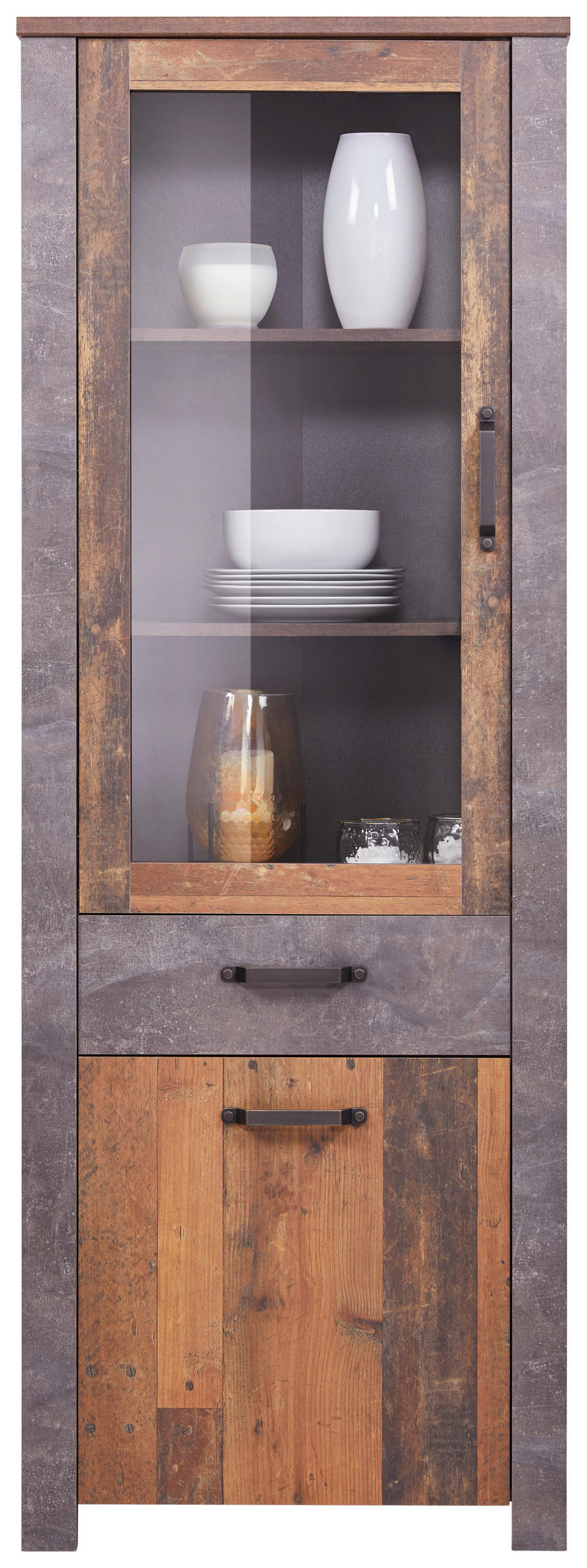 Vitrine Ontario B: 71,4 Cm Old Style Dekor/betonoptik