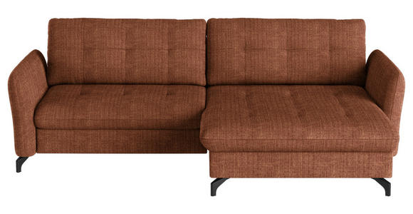 ECKSOFA in Flachgewebe, Leinenoptik Cognac  242/170 cm  - Cognac/Schwarz, Design, Textil/Metall (242/170cm) - Xora