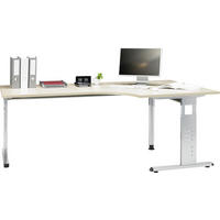 ECKSCHREIBTISCH 200/120/65-85 cm  in Silberfarben, Ahornfarben  - Silberfarben/Ahornfarben, KONVENTIONELL, Holzwerkstoff/Metall (200/120/65-85cm) - Venda