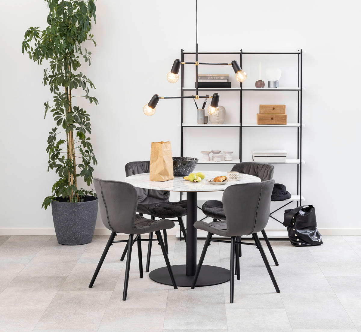 ESSTISCH in Stein  - Schwarz/Weiß, Trend, Stein/Metall (105/105/75cm) - Ambia Home