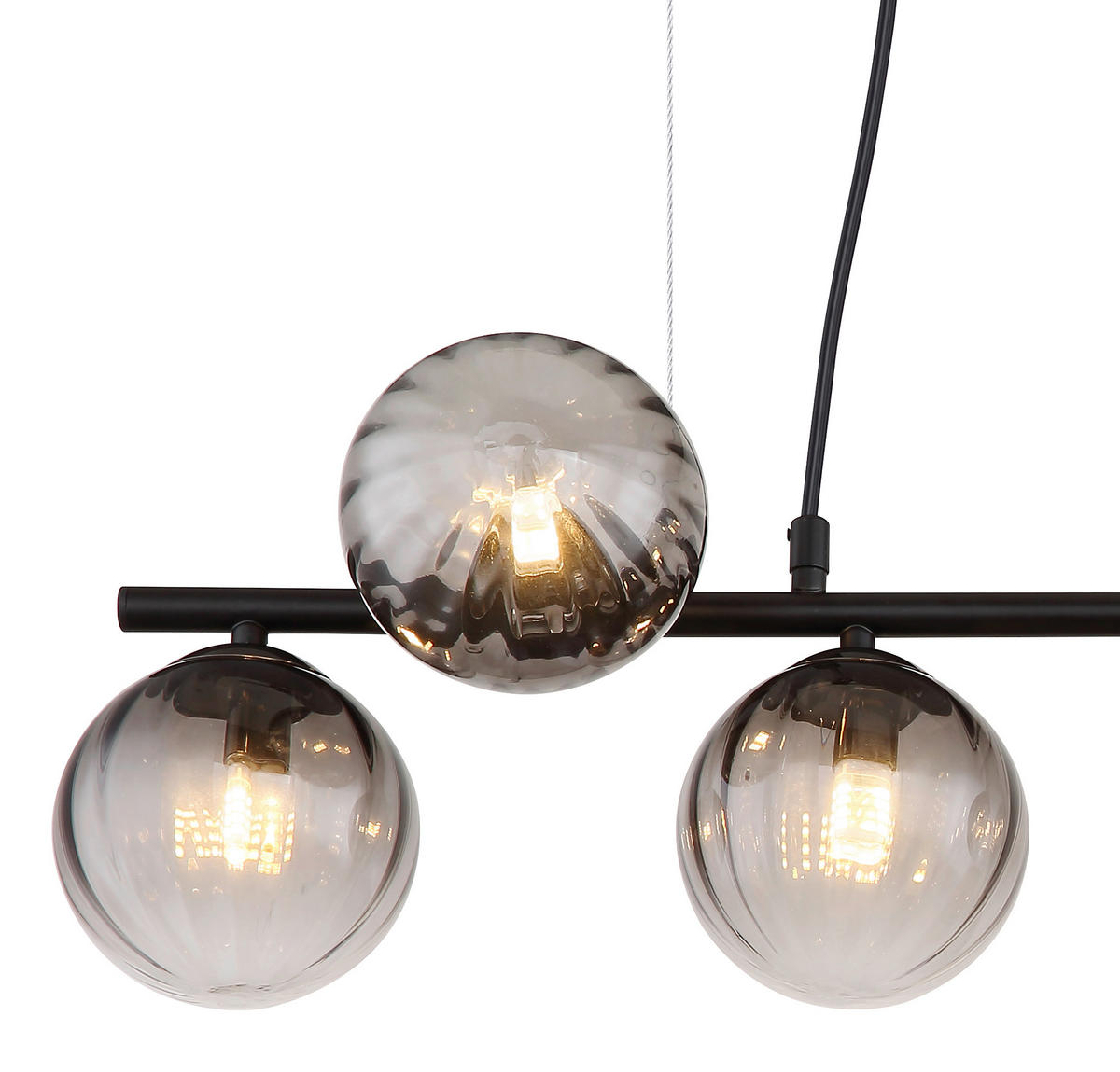 HÄNGELEUCHTE 95/28/120 cm    - Klar/Schwarz, Design, Glas/Kunststoff (95/28/120cm) - Globo