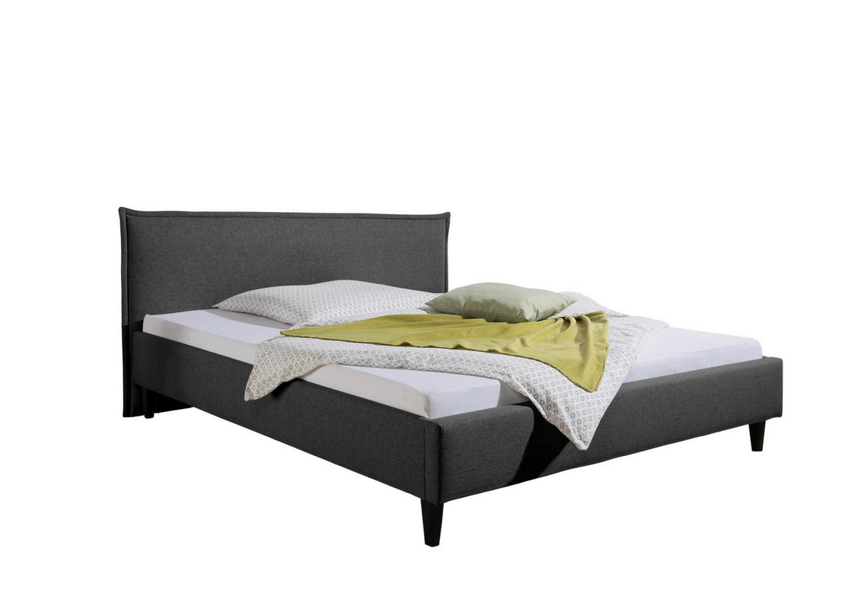 POLSTERBETT 200/200 cm,  in Anthrazit,  - Anthrazit/Schwarz, MODERN, Holz/Textil (200/200cm) - Livetastic