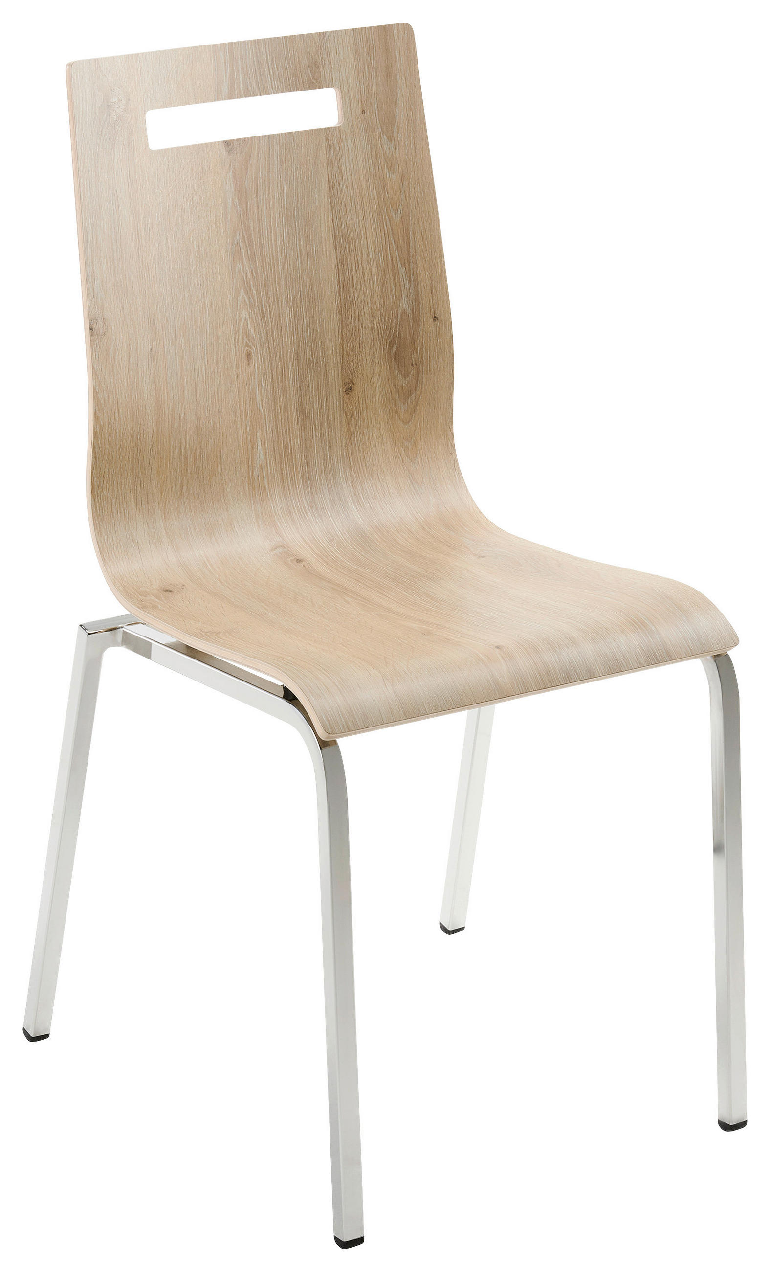 BESUCHERSTUHL Eichefarben  - Chromfarben/Eichefarben, Basics, Holz/Metall (48/87/55cm) - MID.YOU
