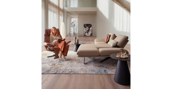 ECKSOFA  in Flachgewebe Beige  234/155 cm  - Beige/Schwarz, Design, Textil/Metall (234/155cm) - Dieter Knoll