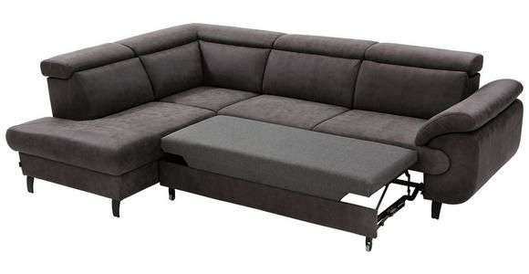 WOHNLANDSCHAFT Grau Webstoff - Schwarz/Grau, Natur, Textil/Metall (204/284cm) - Valnatura