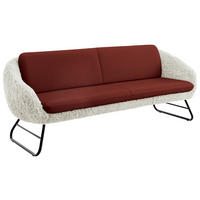 SITZBANK Textil, Leder Beige, Weinrot  - Beige/Weinrot, Design, Leder/Textil (219/87/78cm) - Koinor