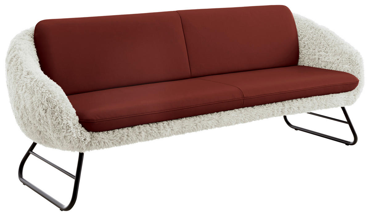 SITZBANK Textil, Leder Beige, Weinrot  - Beige/Weinrot, Design, Leder/Textil (219/87/78cm) - Koinor