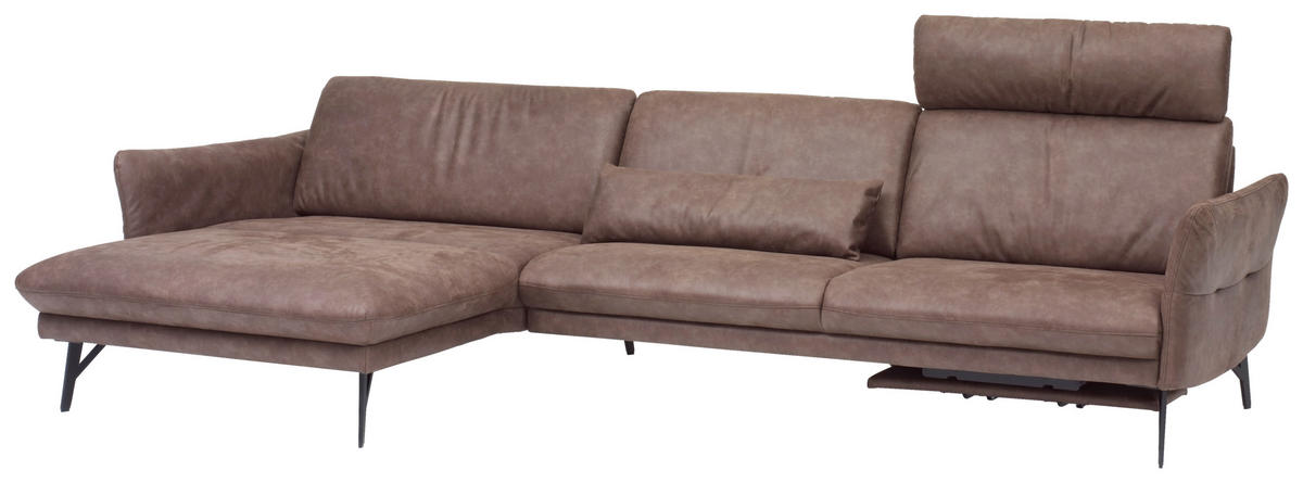 ECKSOFA in Lederlook Braun  - Anthrazit/Braun, Design, Textil/Metall (174/300cm) - Himolla