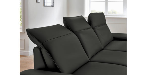 ECKSOFA in Echtleder Graubraun  - Graubraun/Schwarz, Design, Leder/Metall (328/193cm) - Dieter Knoll