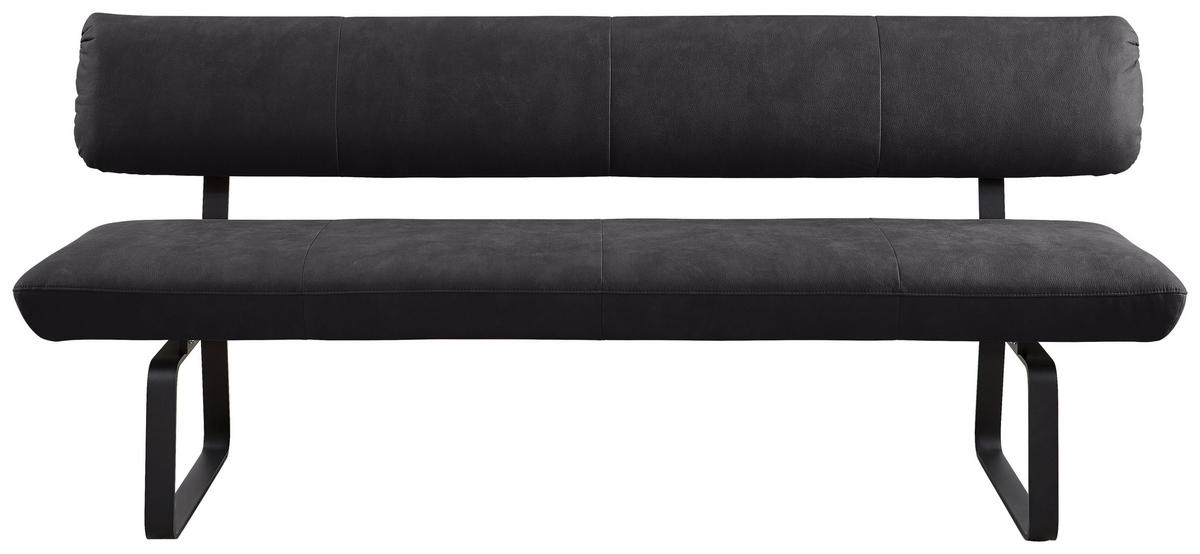 SITZBANK in Metall, Textil Anthrazit, Schwarz  - Anthrazit/Schwarz, Design, Textil/Metall (200/88/68cm) - Venjakob
