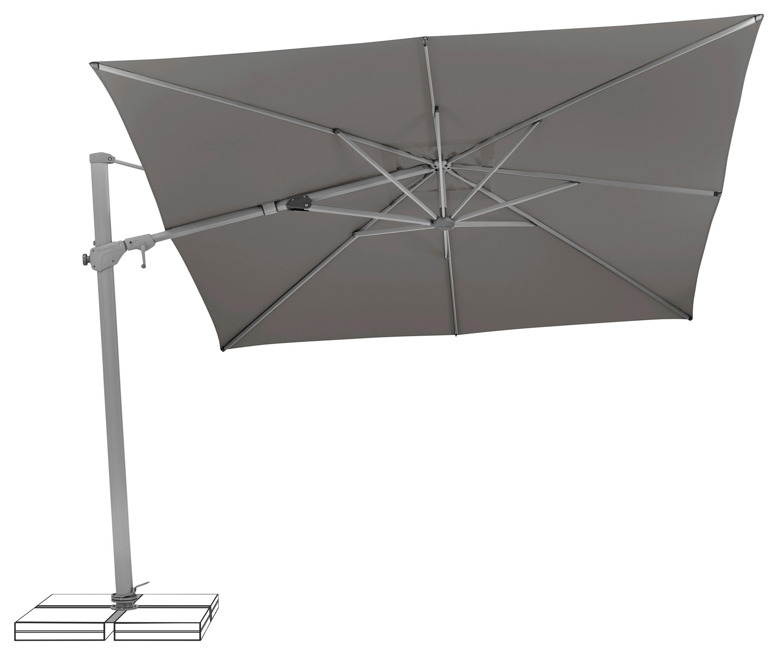 AMPELSCHIRM 300x300 cm Grau  - Silberfarben/Grau, KONVENTIONELL, Textil/Metall (300/300cm) - Suncomfort by Glatz