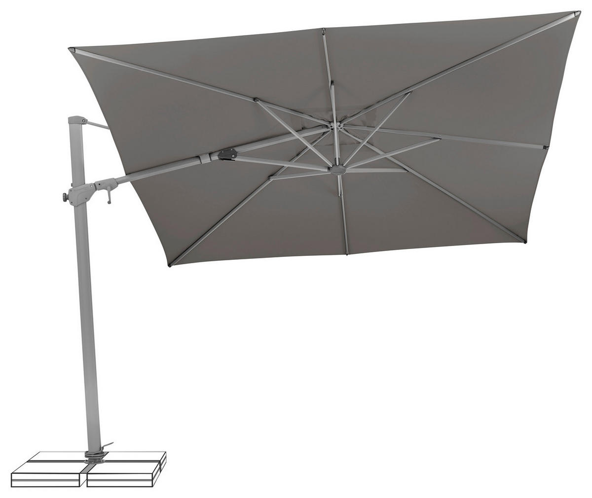 AMPELSCHIRM 300x300 cm Grau  - Silberfarben/Grau, KONVENTIONELL, Textil/Metall (300/300cm) - Suncomfort by Glatz