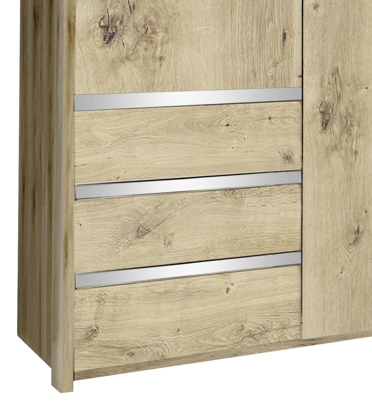 DREHTÜRENSCHRANK in Eichefarben  - Chromfarben/Eichefarben, Modern, Glas/Holzwerkstoff (300/216/58cm) - MID.YOU