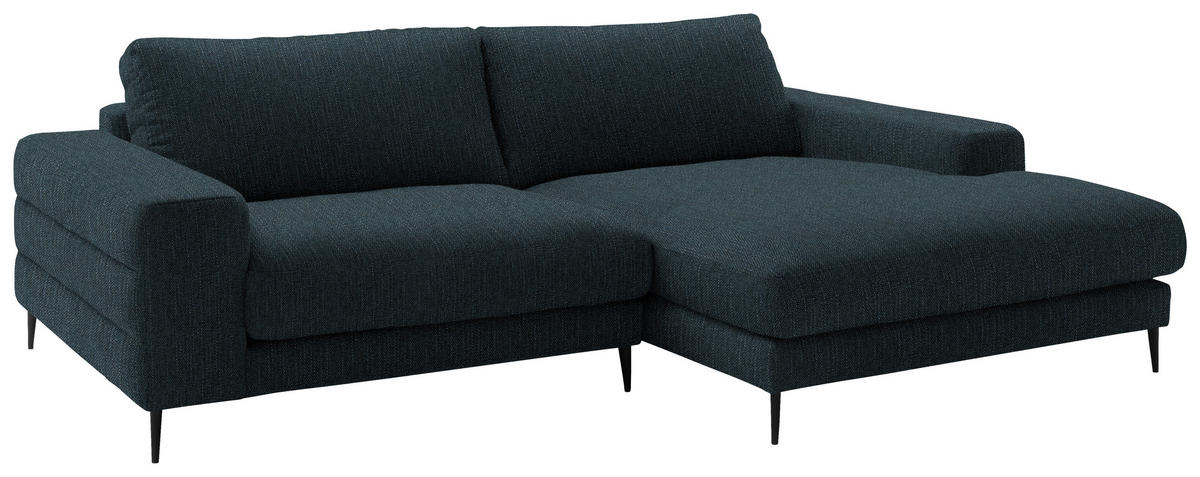 ECKSOFA in Flachgewebe Petrol  - Petrol/Schwarz, Design, Textil/Metall (253/177cm) - Dieter Knoll