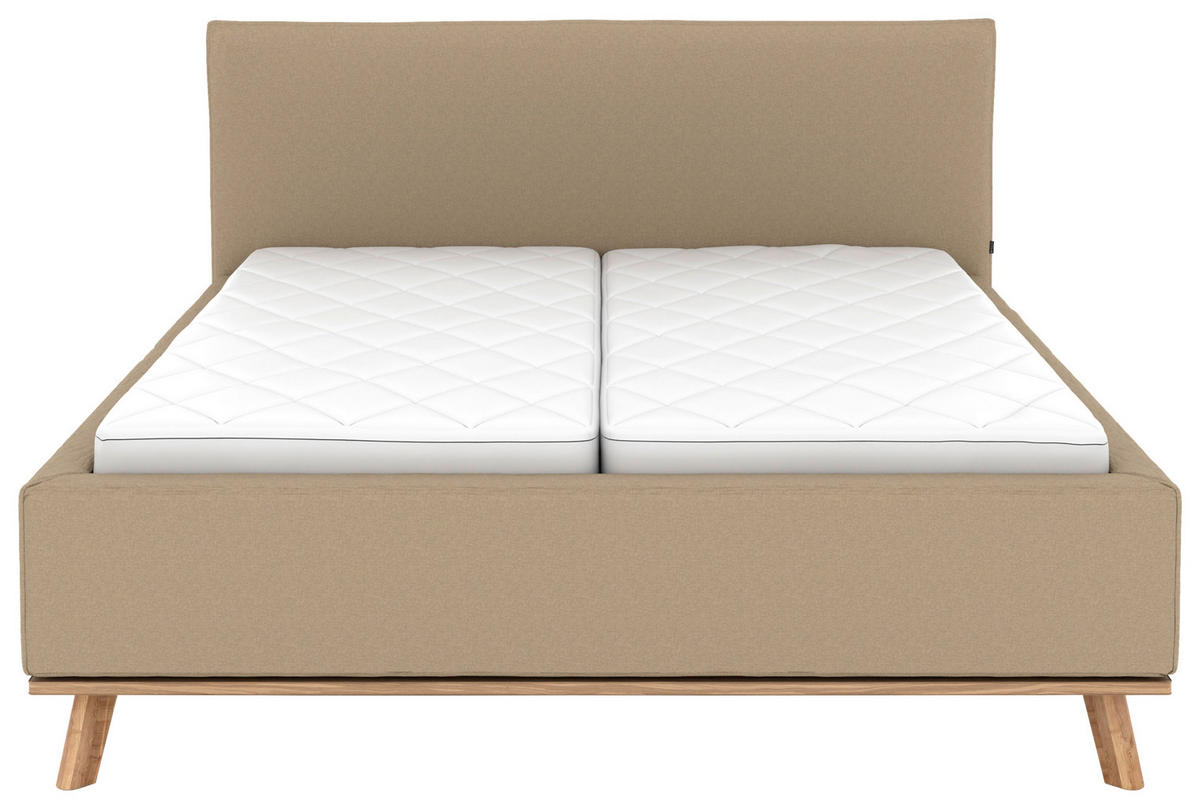 POLSTERBETT Matratze, Lattenrost, Bettkasten 160/200 cm  in Beige  - Eichefarben/Beige, Design, Holz/Textil (160/200cm) - Musterring