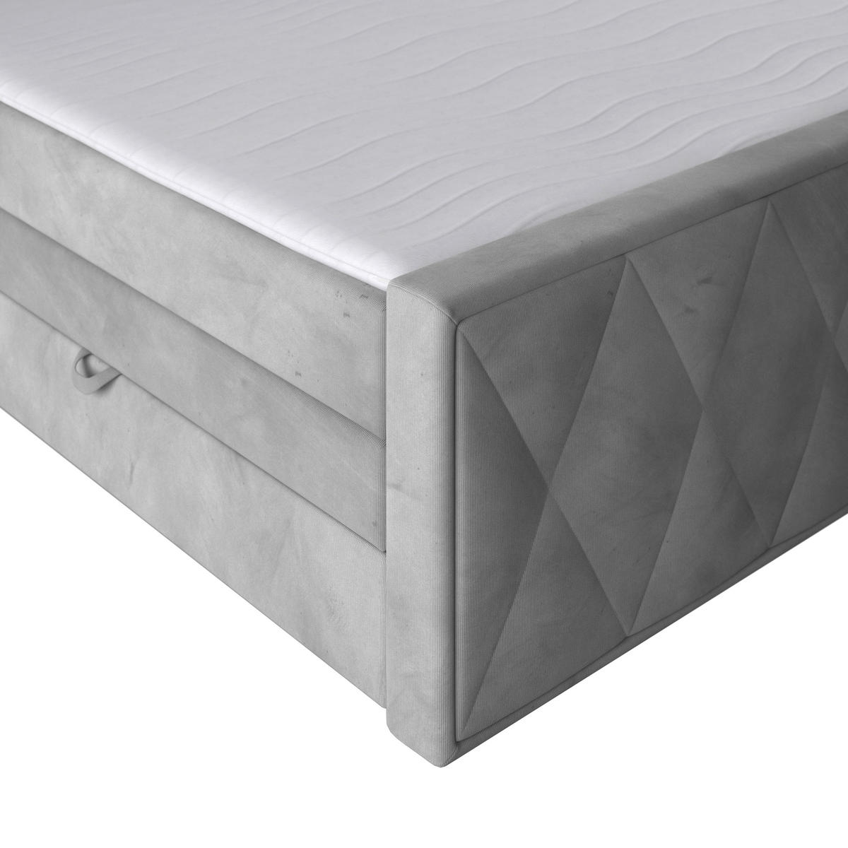BOXSPRINGBETT 180/200 cm  in Hellgrau  - Hellgrau/Schwarz, Modern, Karton/Holzwerkstoff (180/200cm) - MID.YOU