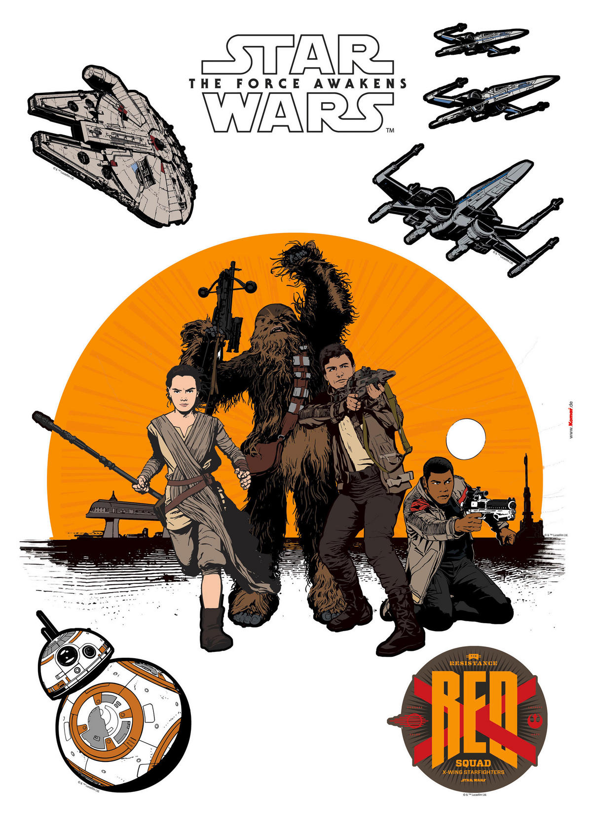 DEKOSTICKER Star Wars  - Gelb/Schwarz, LIFESTYLE, Kunststoff (50/70cm) - Disney