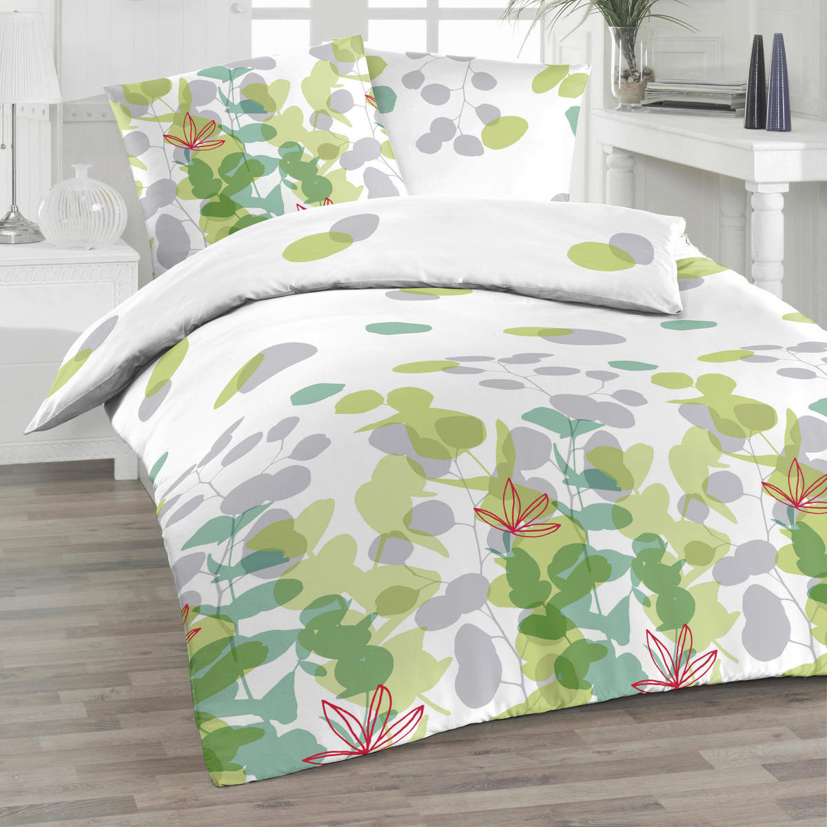 BETTWÄSCHE Seersucker 155/220 cm  - Grün, Design, Textil (155/220cm) - Florella