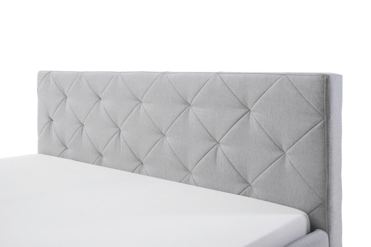 POLSTERBETT 180/200 cm,  in Hellgrau,  - Chromfarben/Hellgrau, KONVENTIONELL, Textil/Metall (180/200cm) - Livetastic
