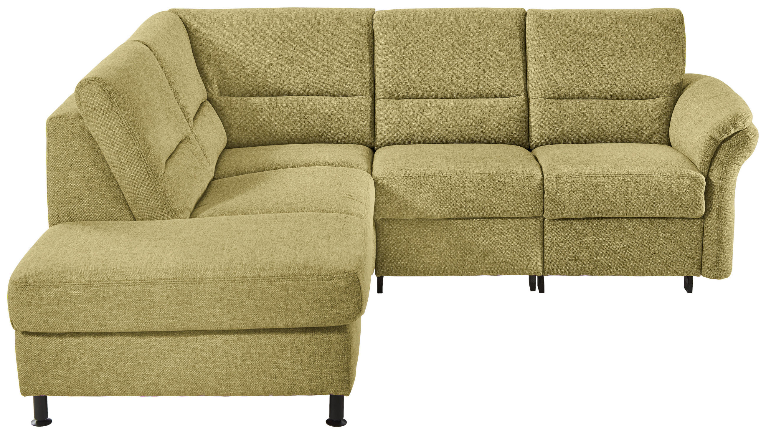 ECKSOFA  in Flachgewebe Limette Rücken echt  203/227 cm  - Limette/Schwarz, MODERN, Textil/Metall (203/227cm) - Beldomo System