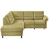 ECKSOFA  in Flachgewebe Limette Rücken echt  203/227 cm  - Limette/Schwarz, MODERN, Textil/Metall (203/227cm) - Beldomo System