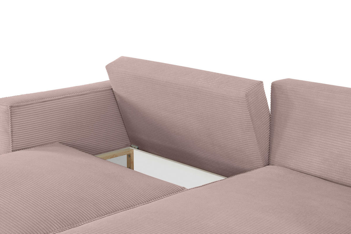ECKSOFA in Feincord Altrosa  - Schwarz/Altrosa, Konventionell, Kunststoff/Textil (242/151cm) - Carryhome
