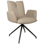ARMLEHNSTUHL  Sitzfläche 360° drehbar, automatische Rückholfunktion  Echtleder  - Taupe/Schwarz, Design, Leder/Holz (62/87/63cm) - Valnatura