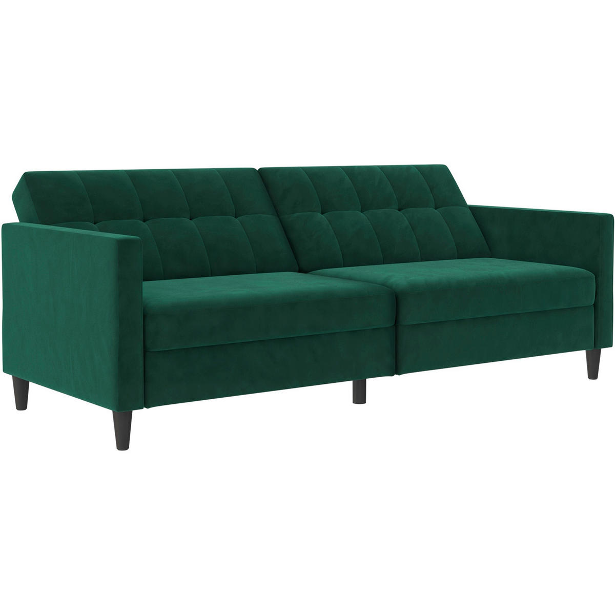 SCHLAFSOFA HANNOVER in Samt Dunkelgrün Vintage, Skandinavisch, Modern  - Dunkelgrün/Schwarz, Basics, Kunststoff/Textil (203/82/83cm) - Livetastic