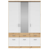Șifonier, 136/199/58 cm, alb, stejar Artisan - argintiu/alb, Konventionell, plastic/material pe bază de lemn (136/199/58cm) - Carryhome
