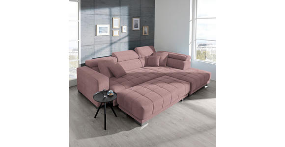 ECKSOFA  in Mikrofaser Rosa  301/207 cm  - Chromfarben/Rosa, Design, Textil/Metall (301/207cm) - Xora