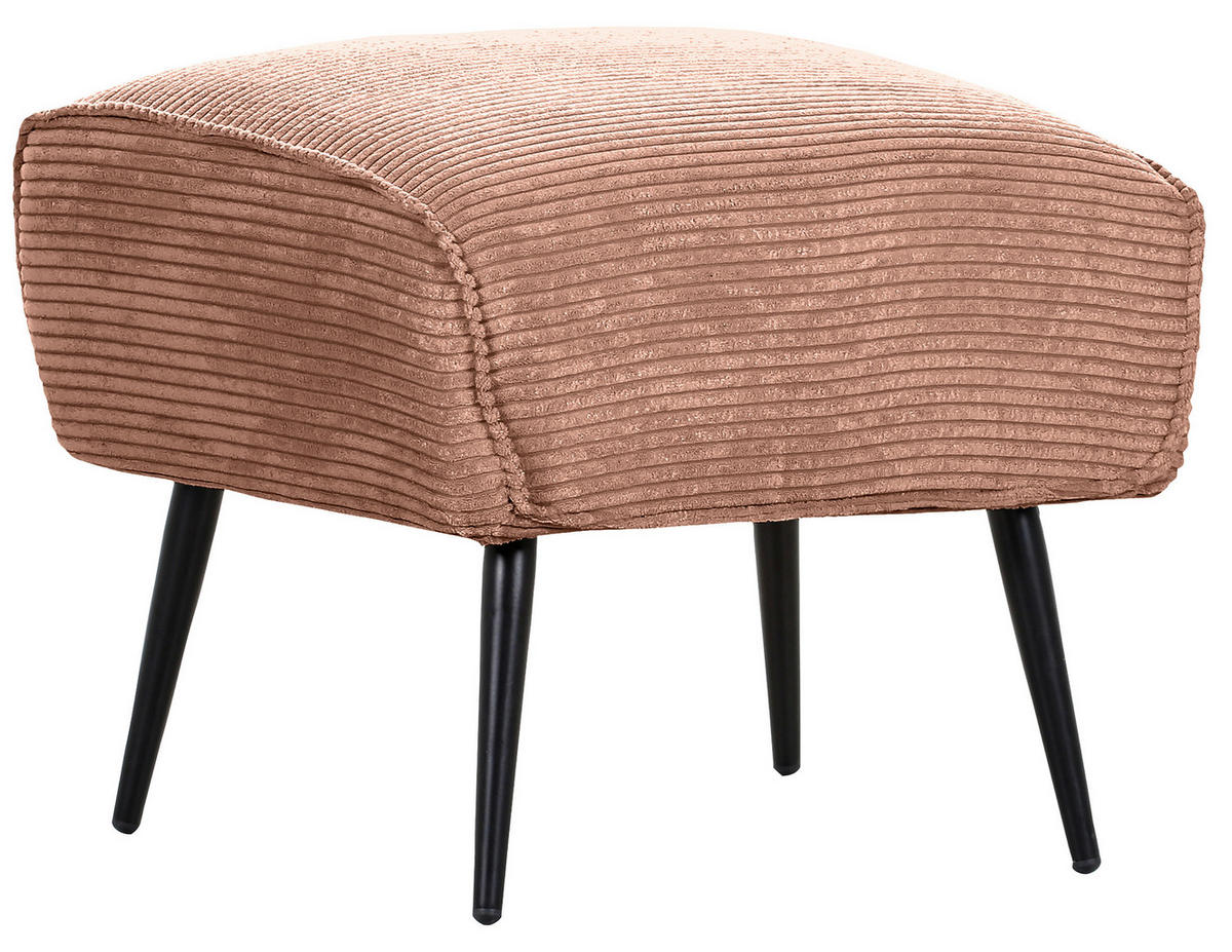 HOCKER in Textil Altrosa  - Schwarz/Altrosa, Design, Textil/Metall (60/49/53cm) - Landscape