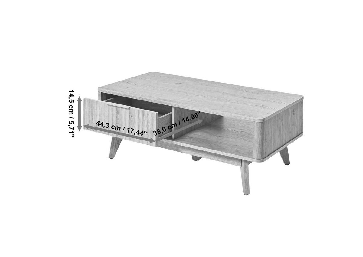 COUCHTISCH 110/55/44 cm rechteckig Eichefarben  - Eichefarben/Silberfarben, MODERN, Holzwerkstoff/Metall (110/55/44cm) - Livetastic