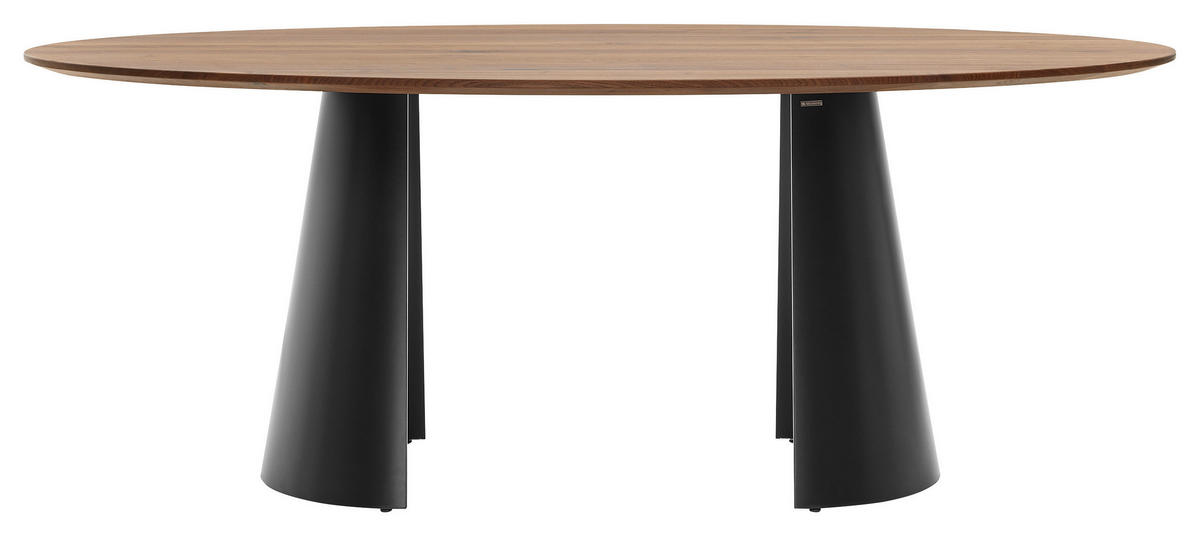 ESSTISCH Nussbaum massiv oval Nussbaumfarben  - Nussbaumfarben/Schwarz, Design, Holz (200/110/76cm) - Musterring